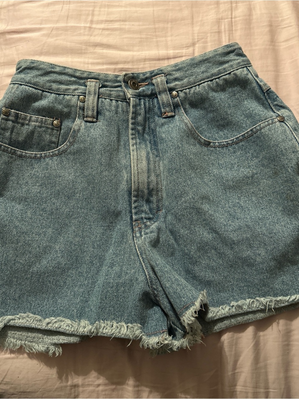 UNIONBAY Light Blue High-Rise Frayed Hem Denim Shorts